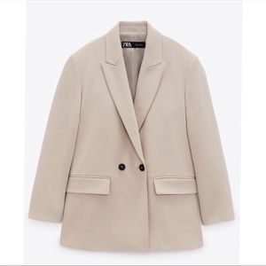 Zara Oversized Double Breasted Blazer - Size XS - Taupe Brown